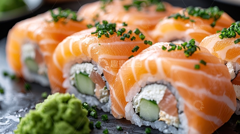 高清大图下载【趣麦麦图】美味三文鱼寿司卷
