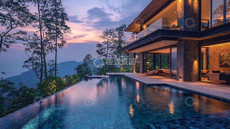 高清大图下载【趣麦麦图】山顶别墅夜景