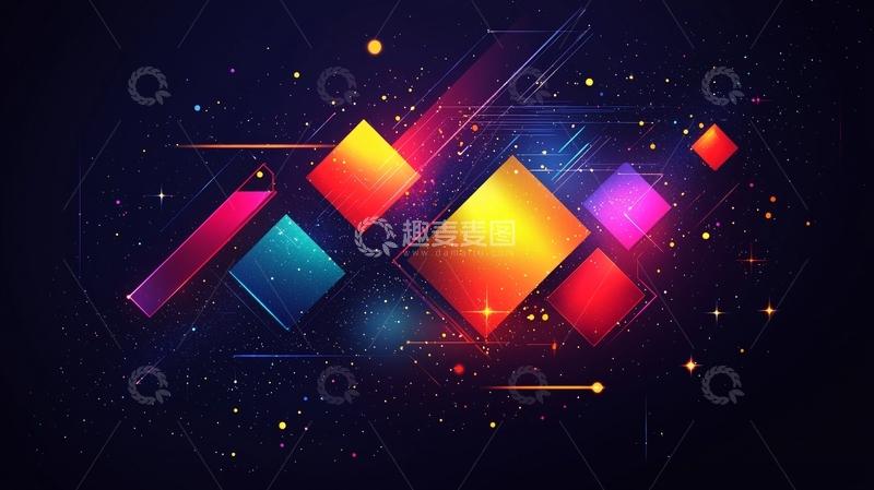 高清大图下载【趣麦麦图】抽象几何彩色方块