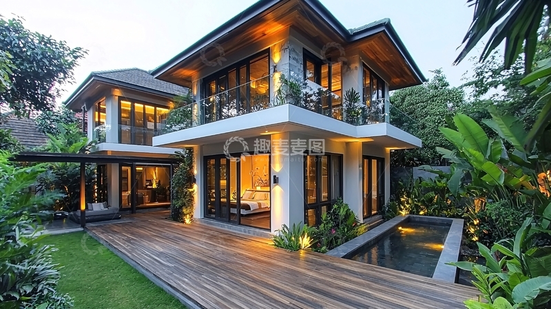 高清大图下载【趣麦麦图】现代风格别墅夜景