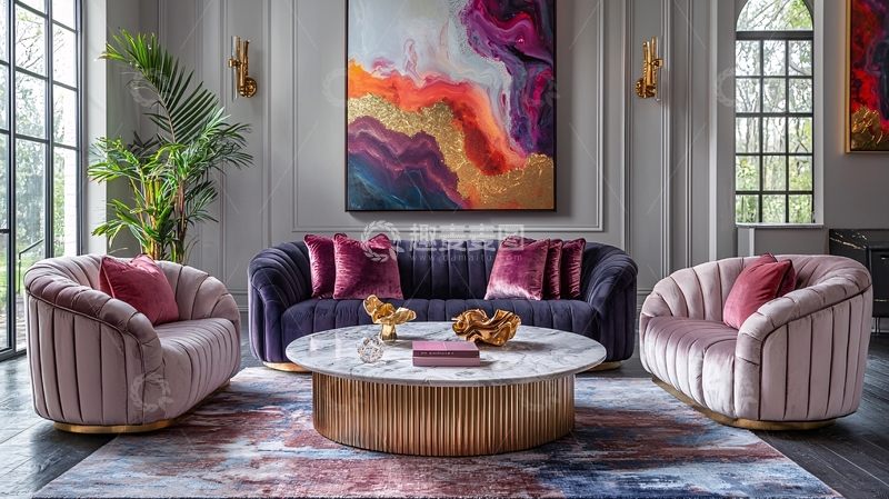 高清大图下载【趣麦麦图】轻奢风客厅组合沙发