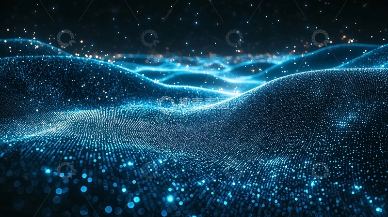 高清大图下载【趣麦麦图】蓝色粒子波浪54