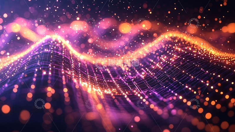 高清大图下载【趣麦麦图】绚丽多彩的粒子波浪