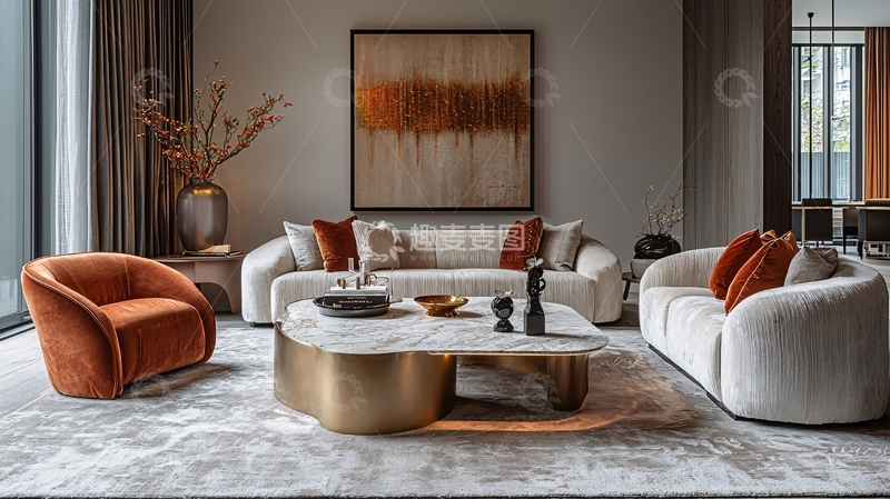 高清大图下载【趣麦麦图】现代轻奢客厅