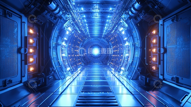 高清大图下载【趣麦麦图】蓝色科幻走廊