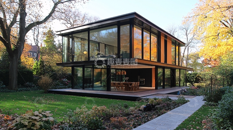 高清大图下载【趣麦麦图】现代玻璃幕墙别墅