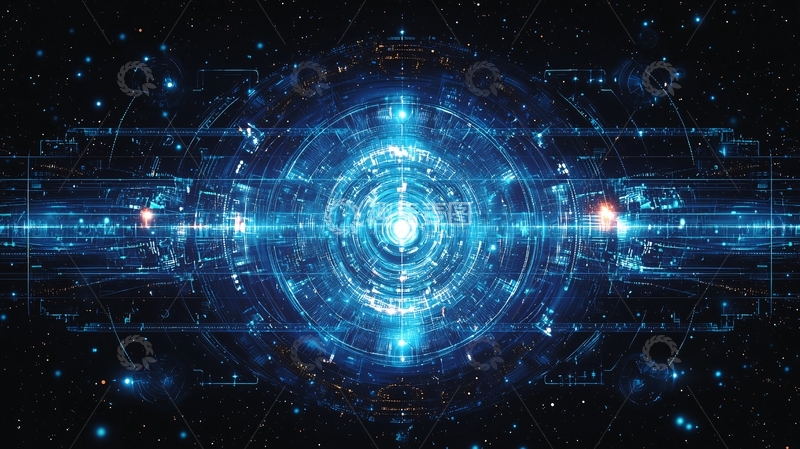 高清大图下载【趣麦麦图】蓝色科技感未来宇宙核心