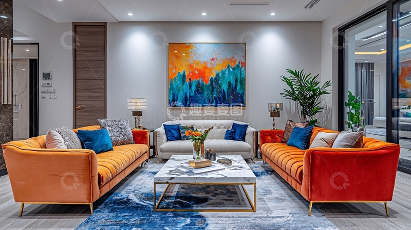 高清大图下载【趣麦麦图】现代轻奢客厅