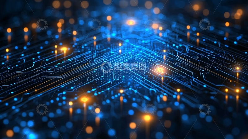 高清大图下载【趣麦麦图】蓝色电路板科技背景