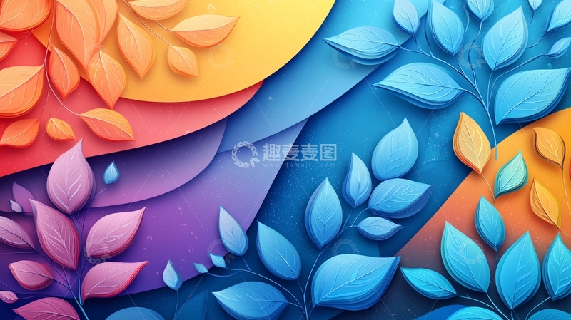 高清大图下载【趣麦麦图】彩色叶子