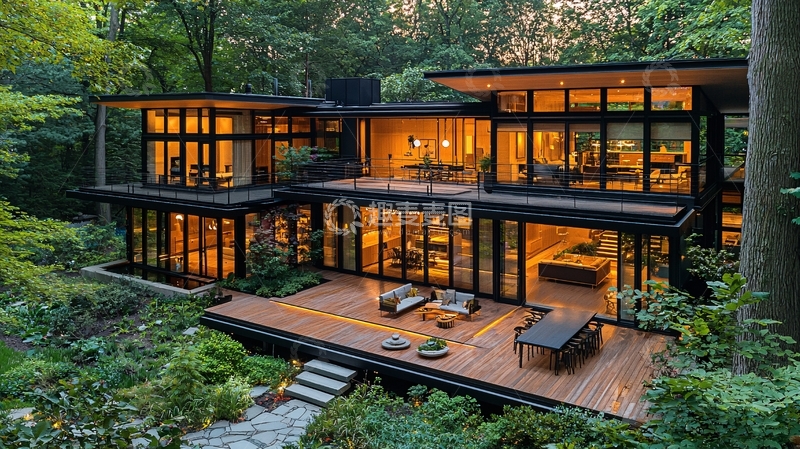 高清大图下载【趣麦麦图】森林环抱的现代别墅