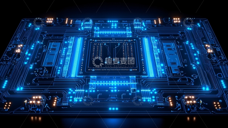 高清大图下载【趣麦麦图】蓝色科技感电路板