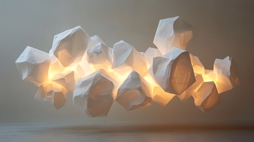 发光白色石头状吊灯