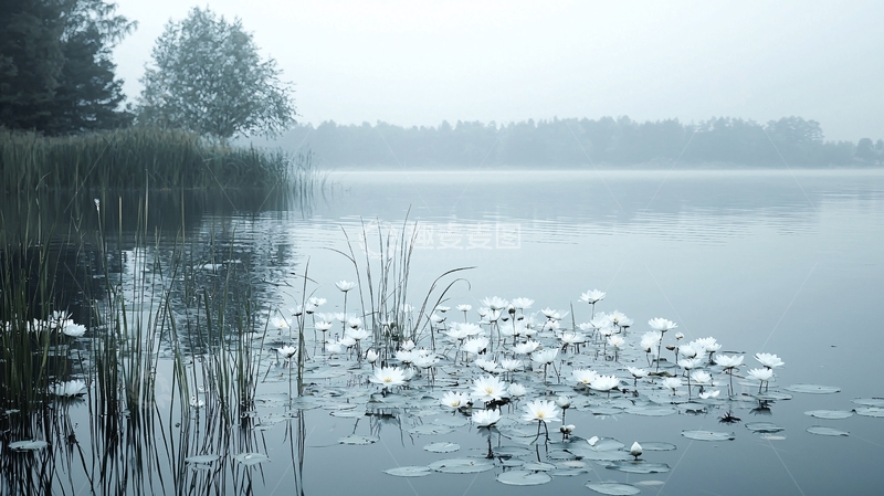 高清大图下载【趣麦麦图】雾气弥漫的湖面
