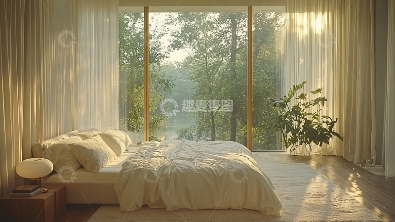 高清大图下载【趣麦麦图】卧室落地窗阳光