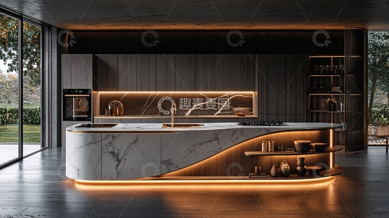 高清大图下载【趣麦麦图】现代轻奢厨房设计