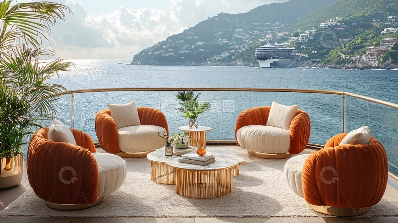 高清大图下载【趣麦麦图】海景阳台奢华休闲区