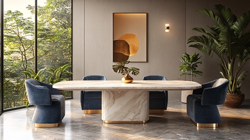 现代轻奢大理石餐桌