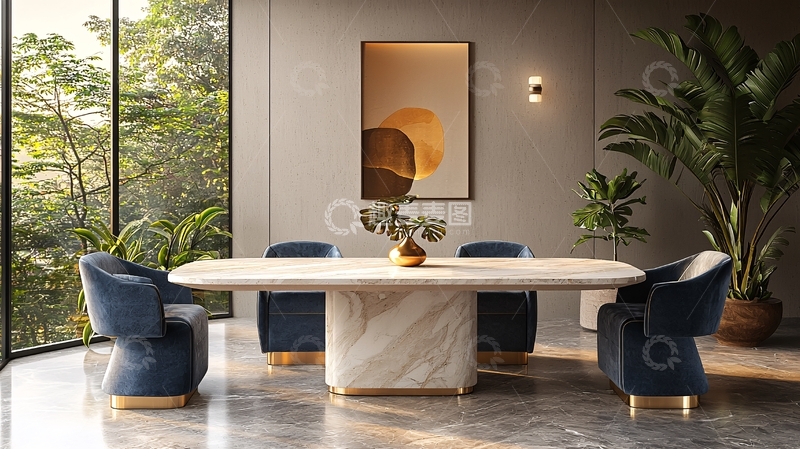 高清大图下载【趣麦麦图】现代轻奢大理石餐桌