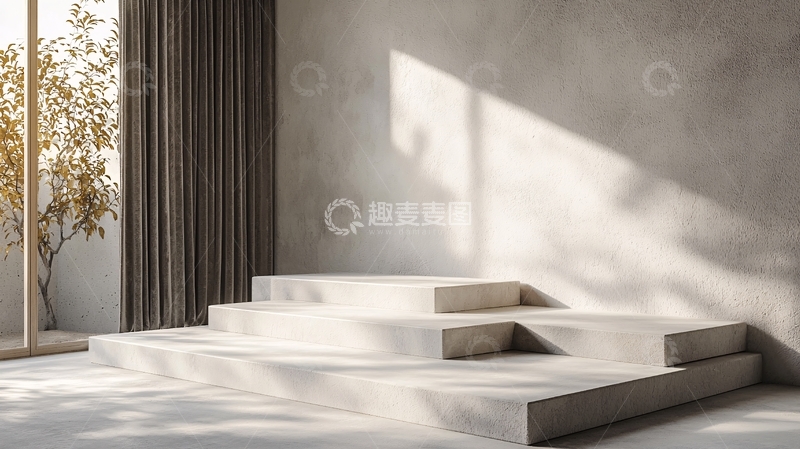 高清大图下载【趣麦麦图】极简风水泥质感台阶