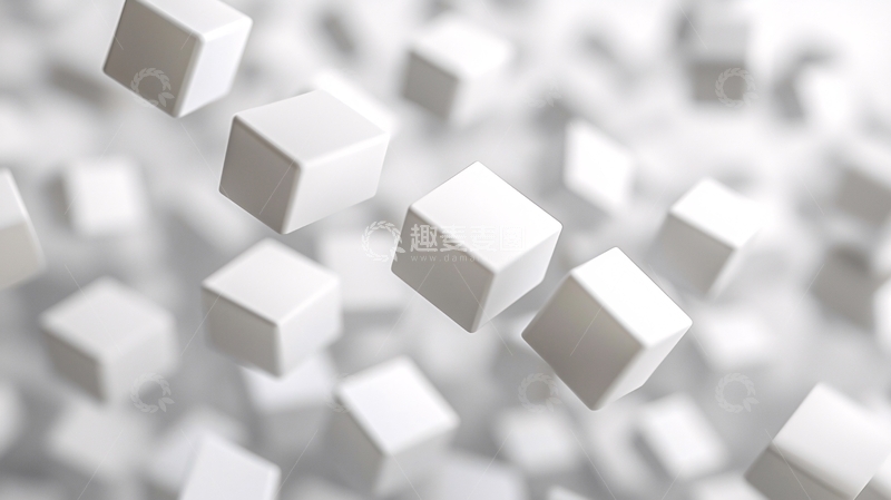 高清大图下载【趣麦麦图】漂浮的白色立方体