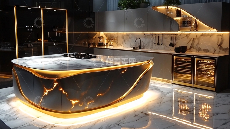 高清大图下载【趣麦麦图】高端大气黑色系现代厨房