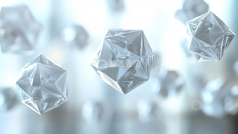 高清大图下载【趣麦麦图】悬浮的白色几何多面体
