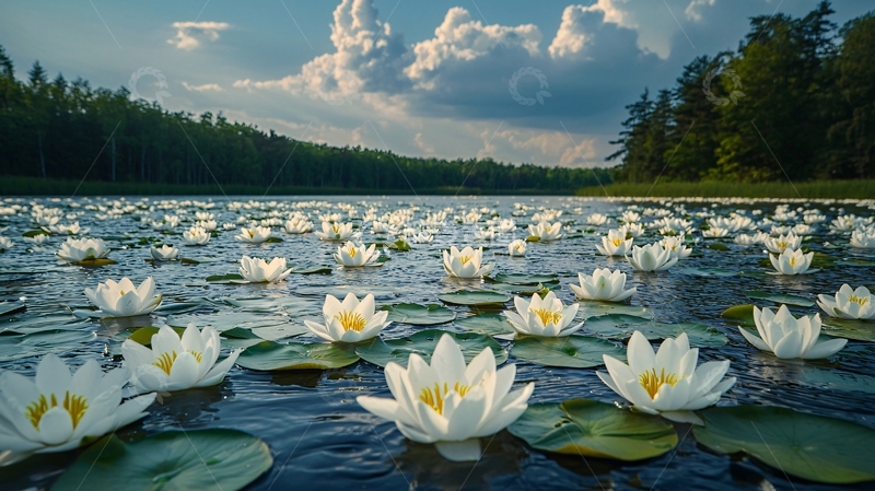 高清大图下载【趣麦麦图】水面白莲花