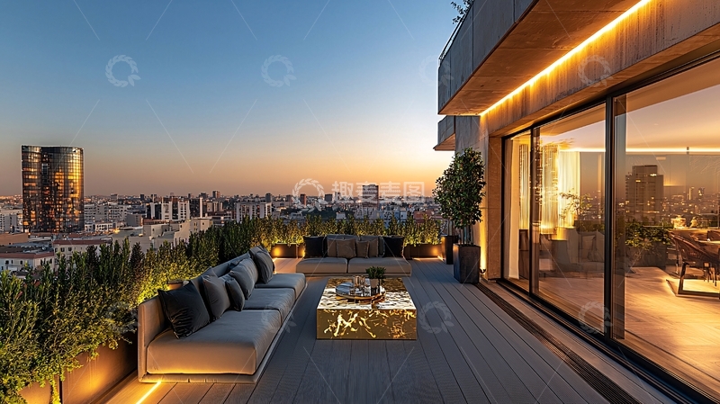 高清大图下载【趣麦麦图】高端顶层公寓夜景