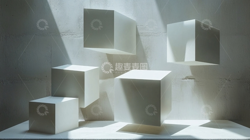高清大图下载【趣麦麦图】光线下的白色立方体