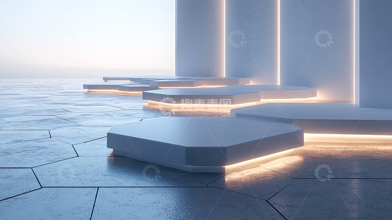 高清大图下载【趣麦麦图】极简风白色几何展台