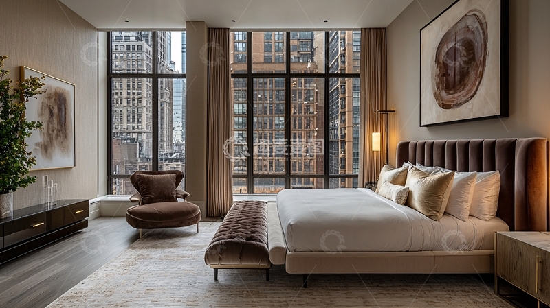 高清大图下载【趣麦麦图】现代都市高级酒店卧室