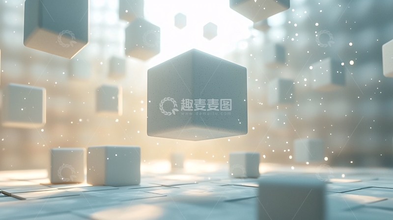 高清大图下载【趣麦麦图】光影漂浮方块