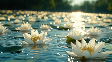 水面上的白色睡莲