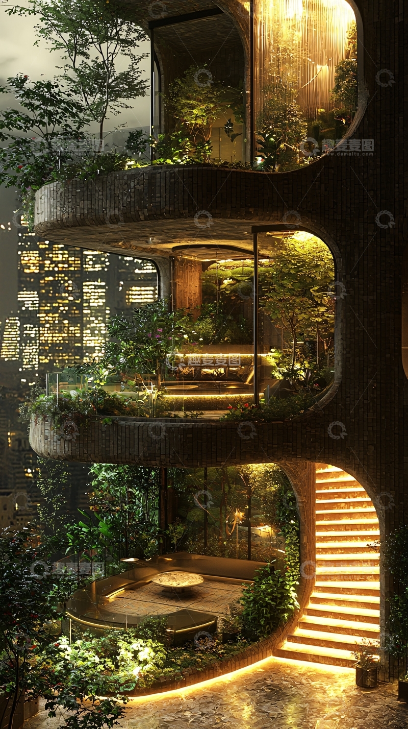 高清大图下载【趣麦麦图】绿植环绕的现代建筑