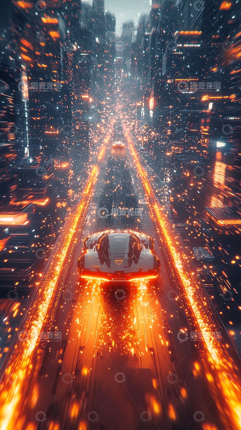 高清大图下载【趣麦麦图】未来都市赛车