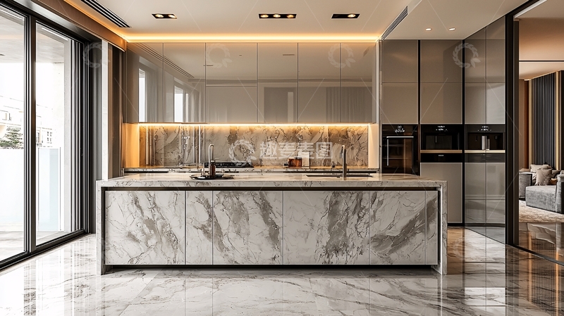 高清大图下载【趣麦麦图】现代轻奢开放式厨房