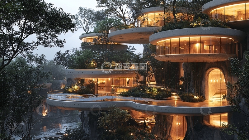 高清大图下载【趣麦麦图】树顶酒店夜景