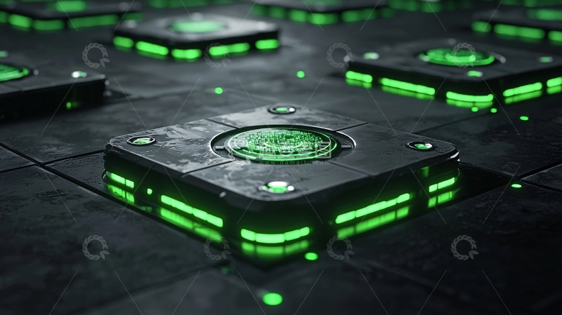 高清大图下载【趣麦麦图】绿色科技方块