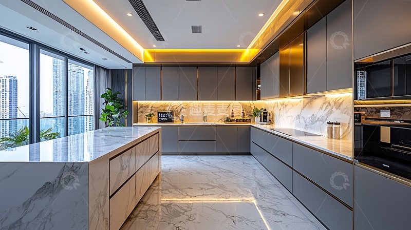 高清大图下载【趣麦麦图】现代风格灰色厨房