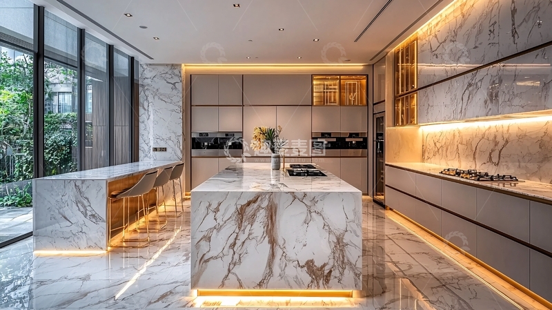 高清大图下载【趣麦麦图】现代轻奢开放式厨房