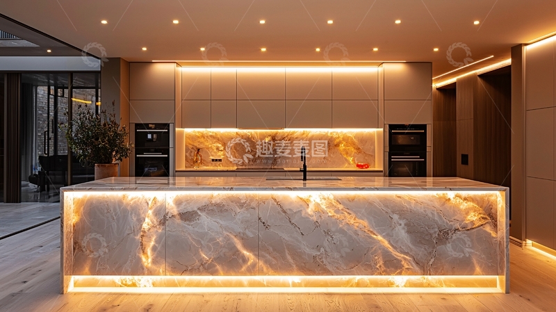 高清大图下载【趣麦麦图】现代轻奢风格厨房