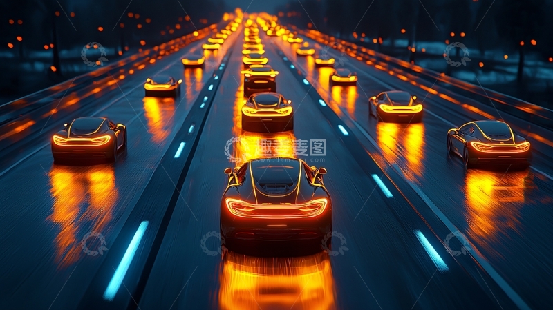 高清大图下载【趣麦麦图】未来都市夜景高速公路汽车