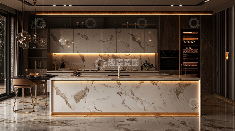 高清大图下载【趣麦麦图】现代轻奢风格厨房