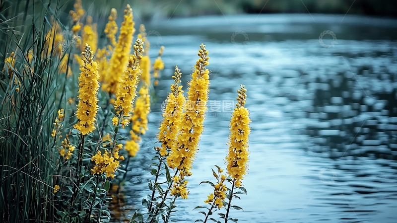 高清大图下载【趣麦麦图】河边盛开的黄色花朵