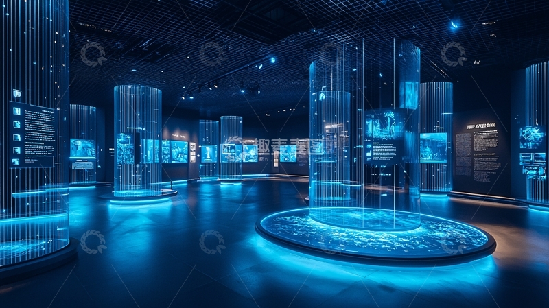 科技感十足的蓝色展厅