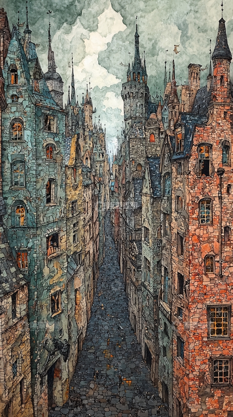 高清大图下载【趣麦麦图】哥特式建筑街道