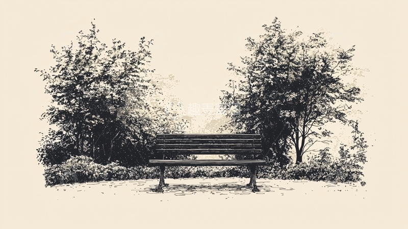 高清大图下载【趣麦麦图】公园长椅素描