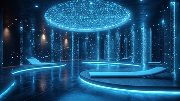 蓝色灯光水疗室