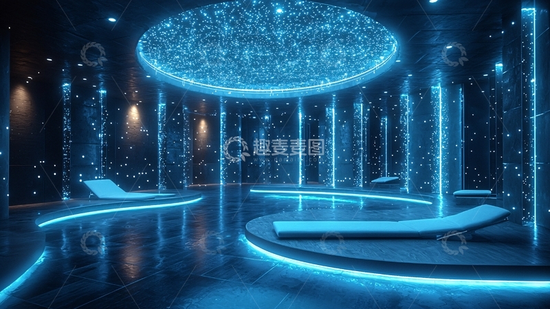 高清大图下载【趣麦麦图】蓝色灯光水疗室